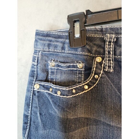 Earl Jeans Juniors Sz 11 Womens 4/6 Straight Leg Ankle Cuff Bling Pockets, CUTE! - Picture 6 of 13